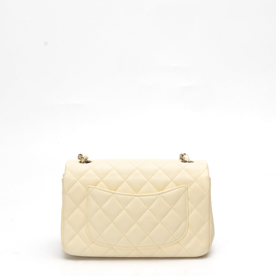 Chanel White Classic Mini Square Flap Flap Bag - Rovelle Bags