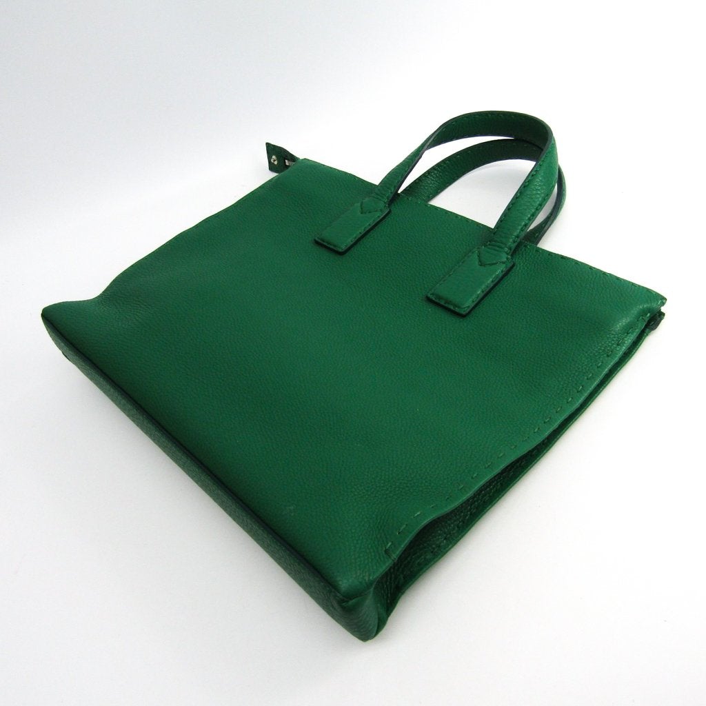 Fendi Green Leather Selleria Top Handle Bag ( )