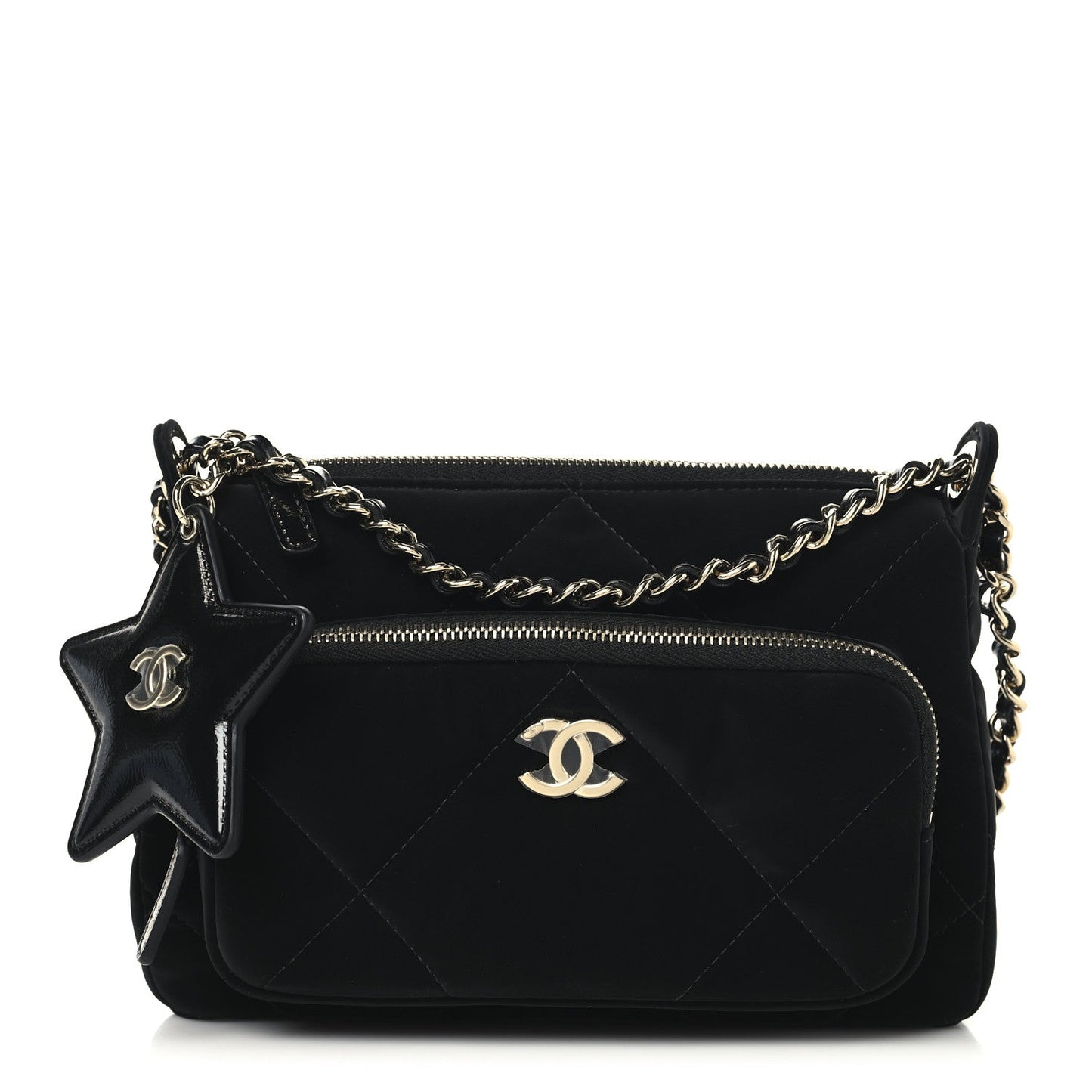 Chanel Velvet Effect Nylon Shiny Crumpled Clutch Bag - Rovelle Bags