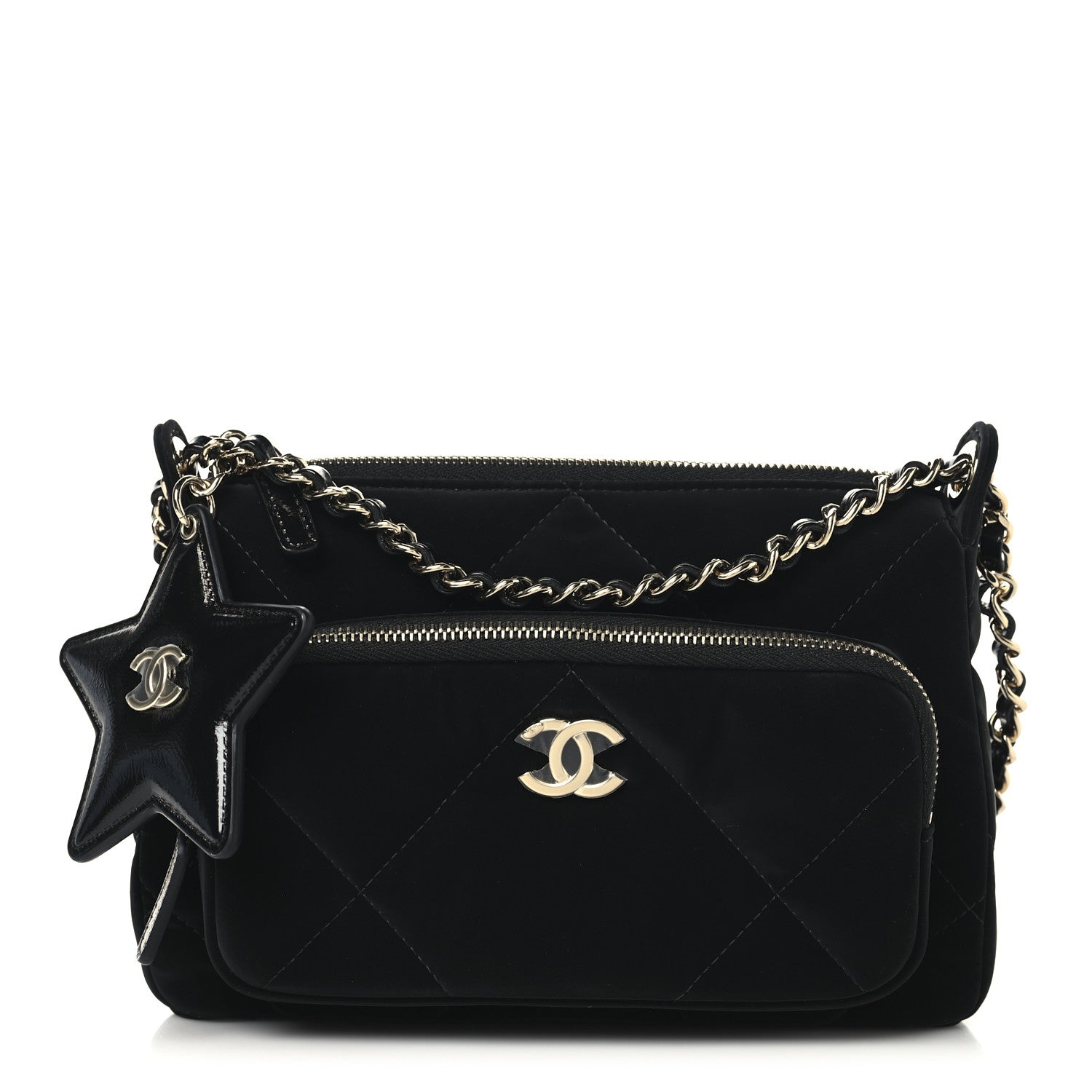 Chanel Velvet Effect Nylon Shiny Crumpled Clutch Bag - Rovelle Bags
