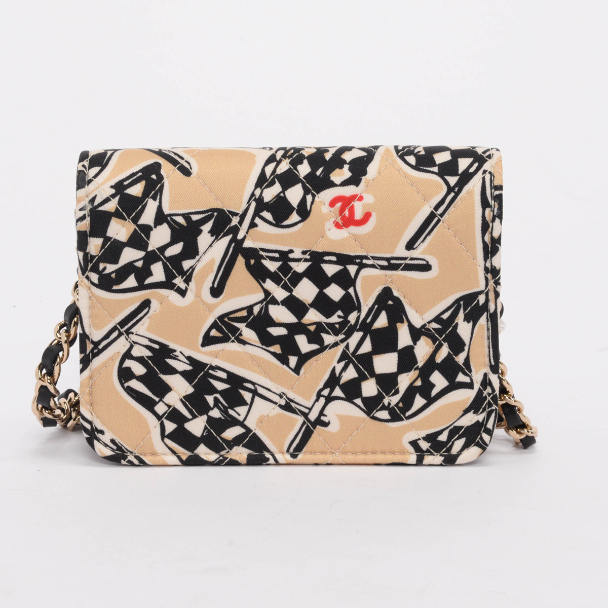 Chanel Beige Checkered Flag Print Handbag - Rovelle Bags