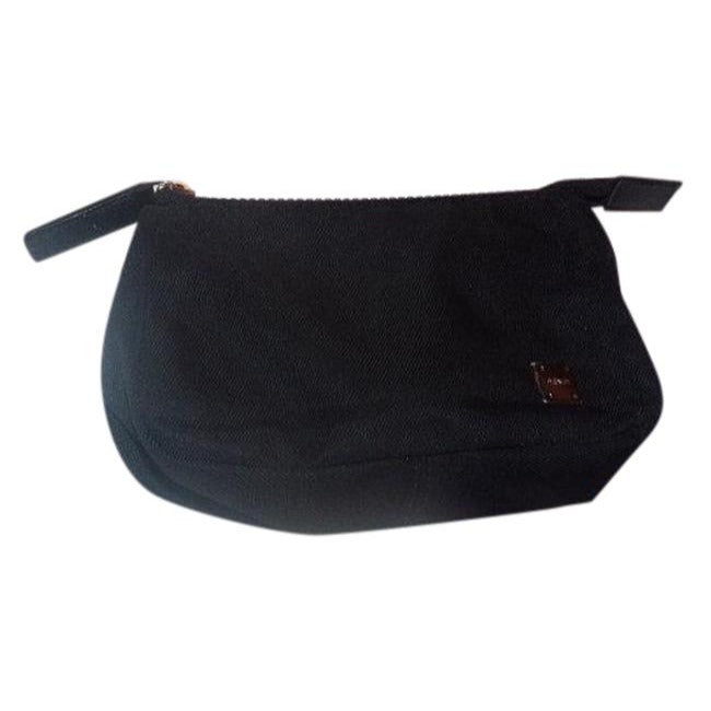 Fendi Black Canvas And Leather Clutch
