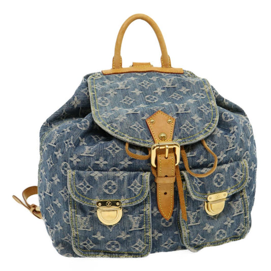 LOUIS VUITTON Monogram Denim Sac A DosGM Backpack Blue M95056 LV 30454A