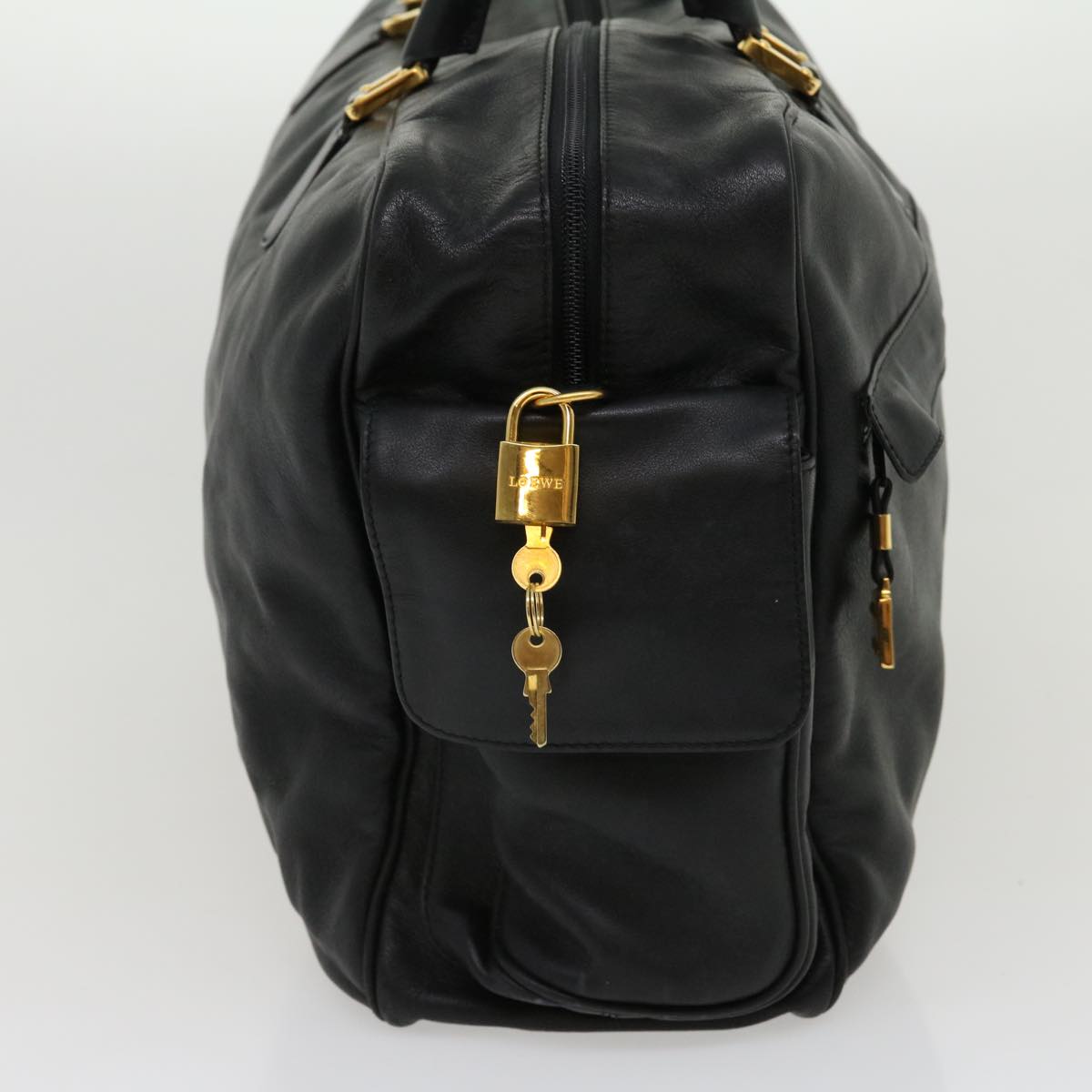 Luxury CELINE Boston Bag Leather Black 30966