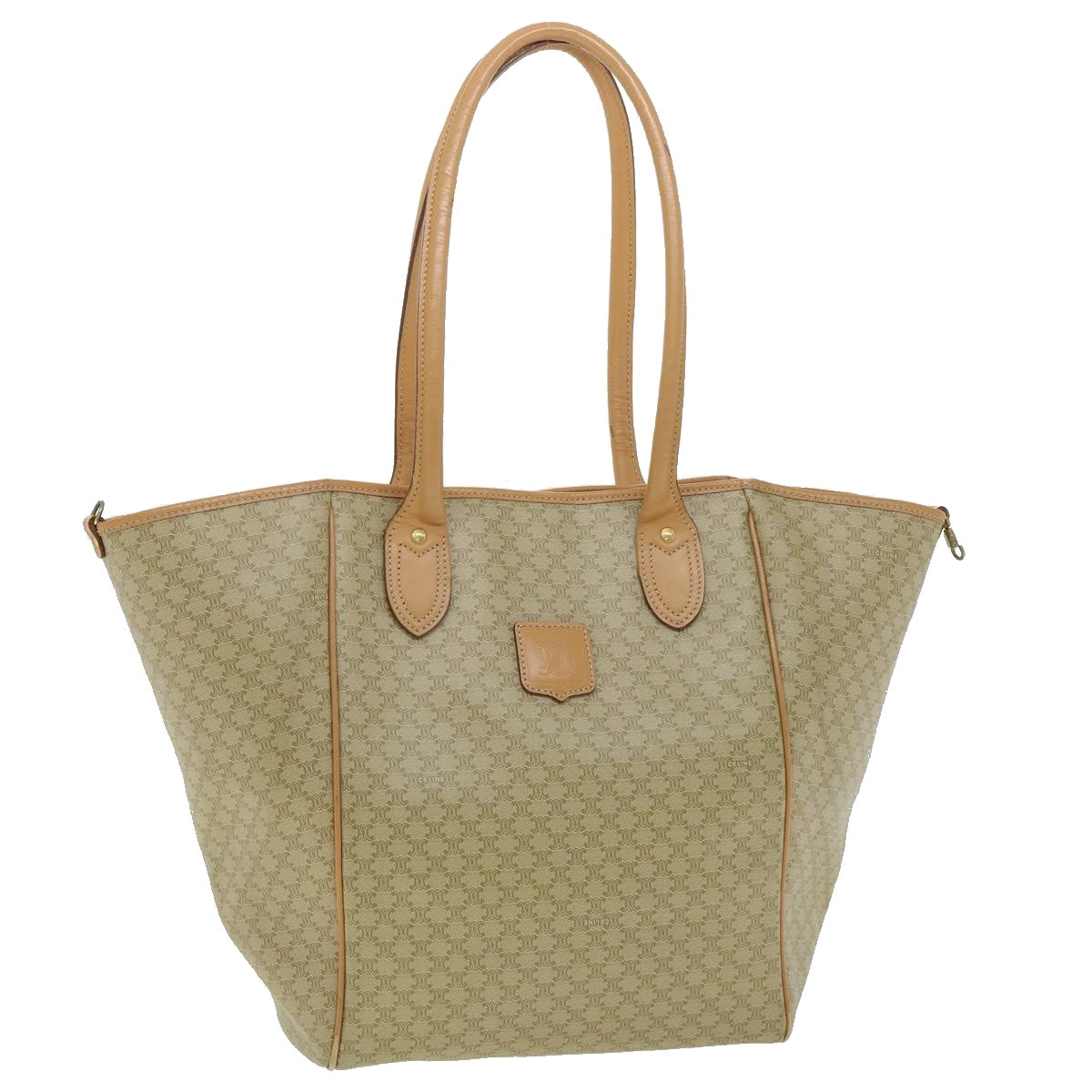 Luxury CELINE Macadam Canvas Tote Bag PVC Leather Beige 31532