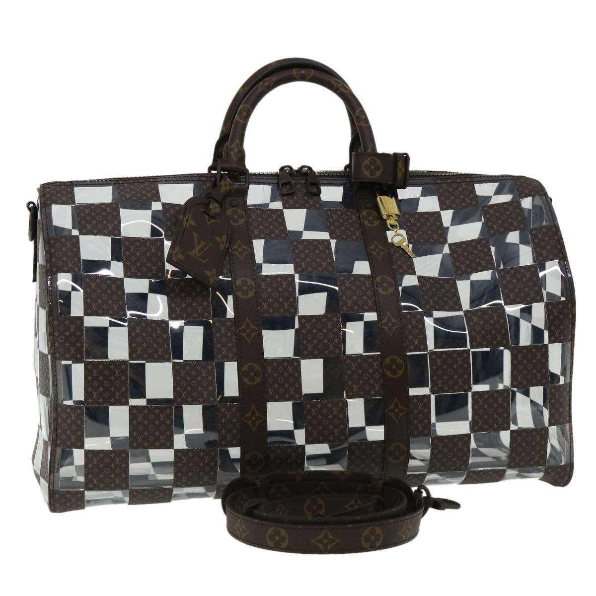 LOUIS VUITTON Monogram chess Keepall Bandouliere 50 Boston M20864 LV 31818A