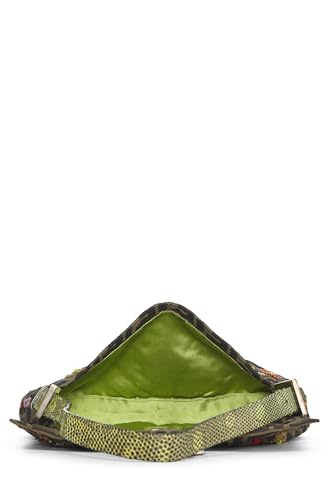 Fendi, Brown Zucca Canvas Embellished Baguette, Green