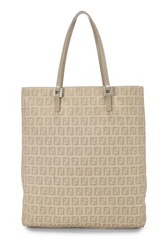 Fendi, Beige Zucchino Canvas Vertical Tote Small, Beige