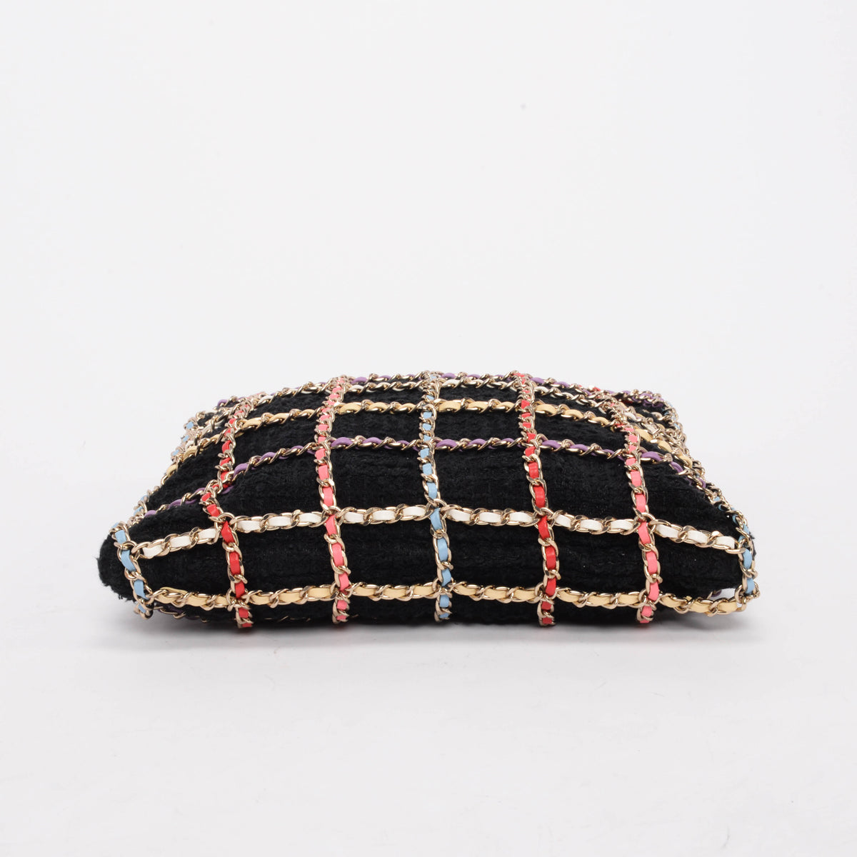 Chanel Black Tweed & Rainbow Chain Tote Bag - Rovelle Bags