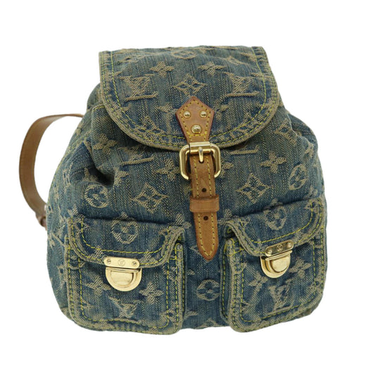 LOUIS VUITTON Monogram Denim Sac A Dos PM Backpack Blue M95057 LV 32418