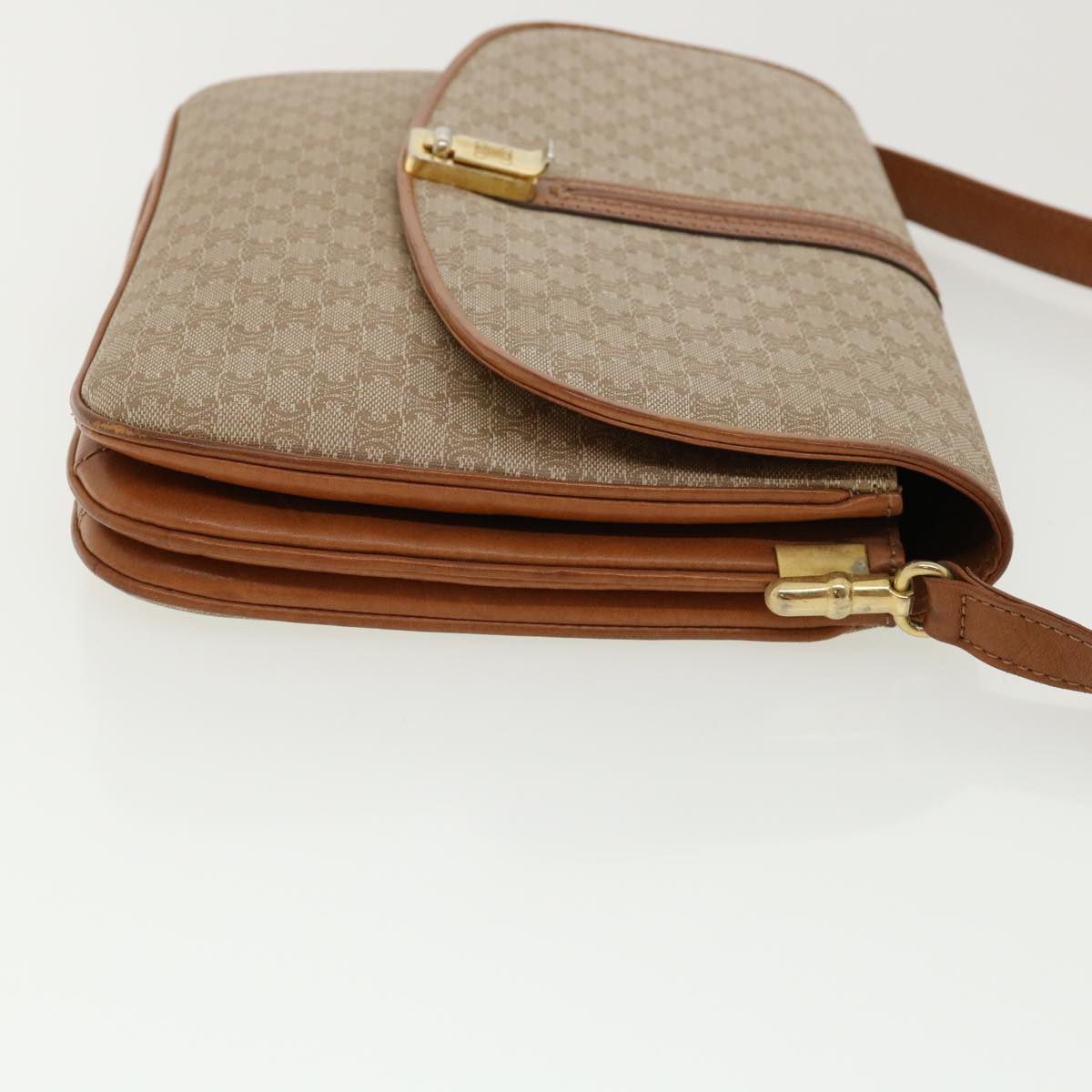Luxury CELINE Macadam Canvas Shoulder Bag Beige 32455