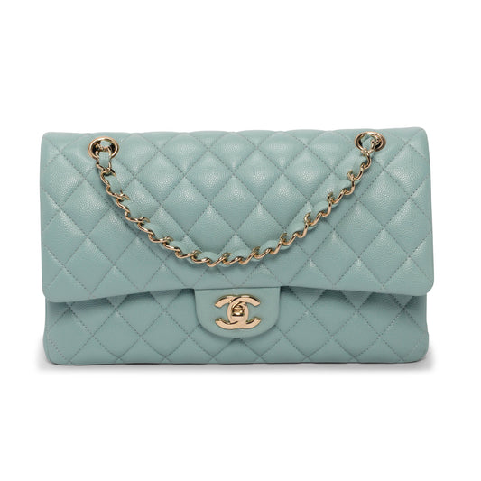 Chanel Tiffany Blue Quilted Caviar Medium Flap Bag - Rovelle Bags
