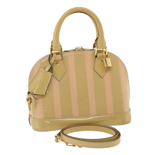 LOUIS VUITTON Monogram Vernis Rayure Alma BB Hand Bag Beige M90970 Auth 33326A