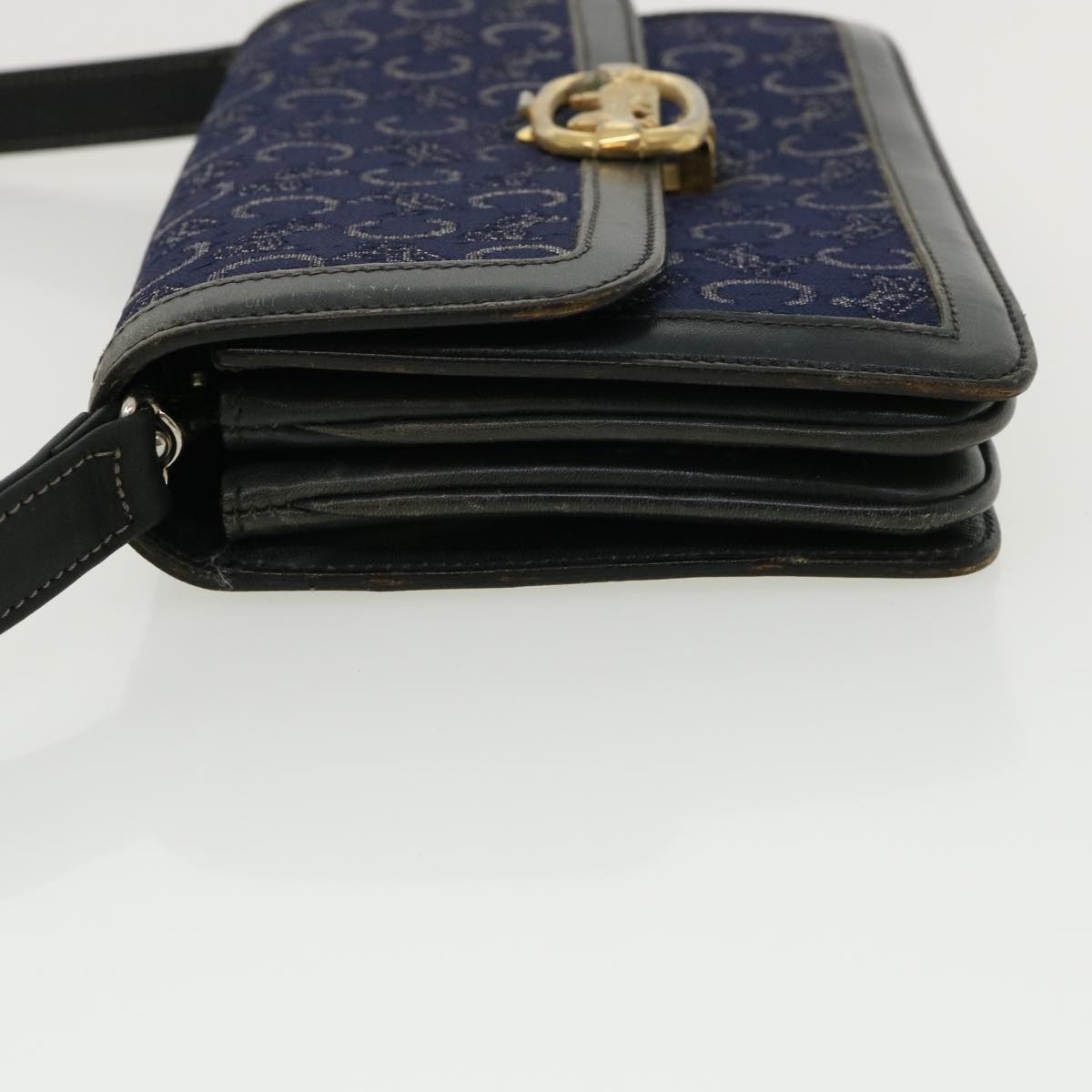 Luxury CELINE C Macadam Canvas Shoulder Bag Navy 33902
