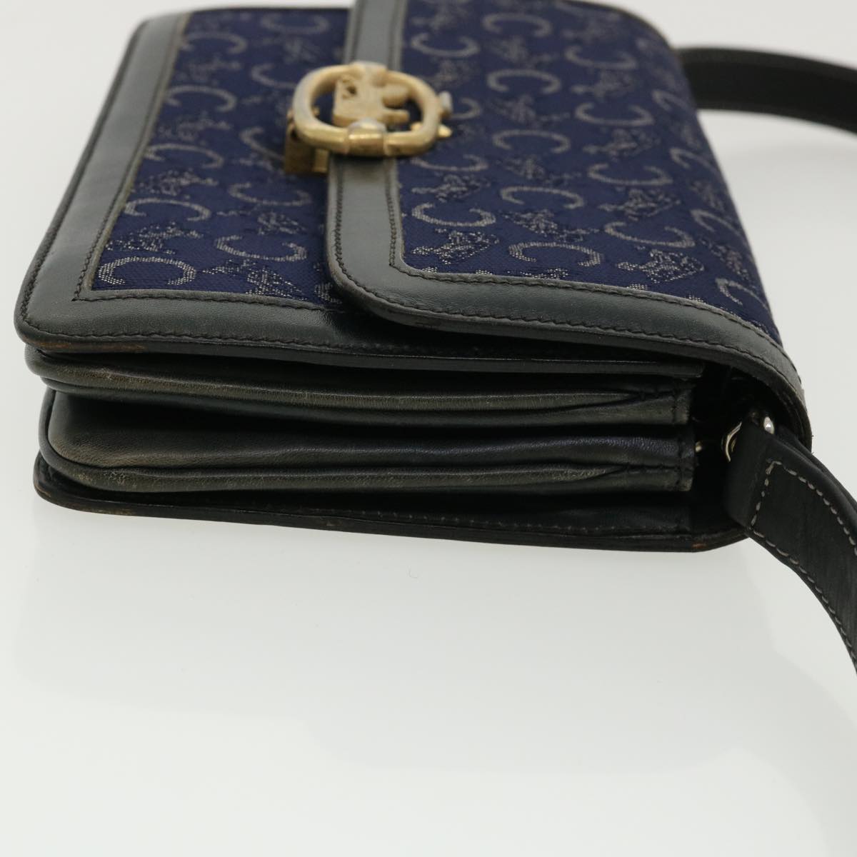 Luxury CELINE C Macadam Canvas Shoulder Bag Navy 33902