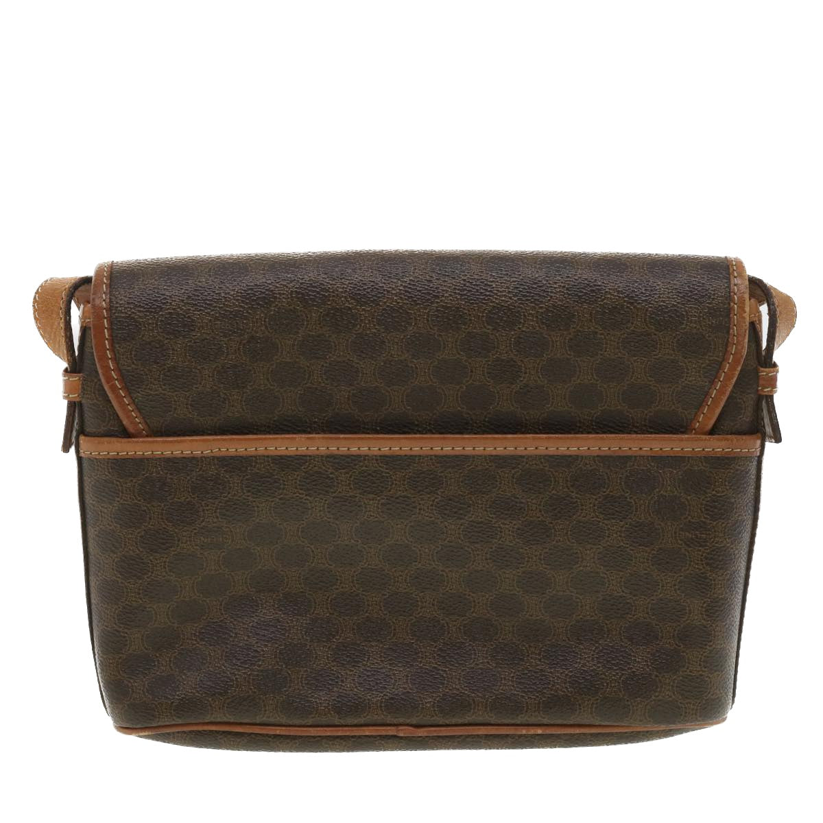 Luxury CELINE Macadam Canvas Shoulder Bag PVC Leather Brown 34058