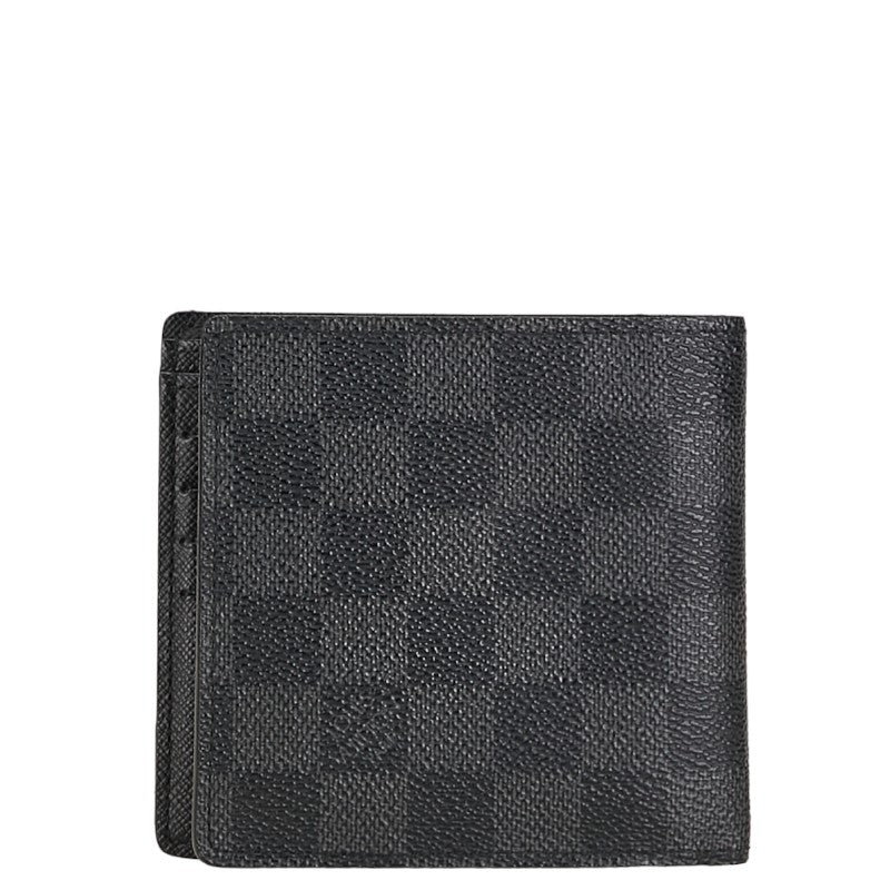 Louis Vuitton Damier Graphite Portefolio Marco Double Fold Wallet N62664 Black PVC Leather Louis Vuitton