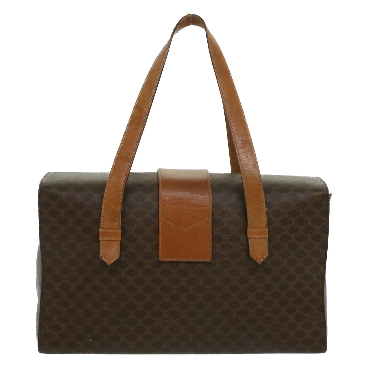 Luxury CELINE Macadam Canvas Hand Bag PVC Leather Brown 34655