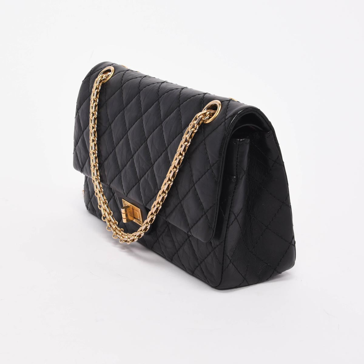 Chanel Black Distressed Calfskin 2.55 Reissue Flap Bag - Rovelle Bags