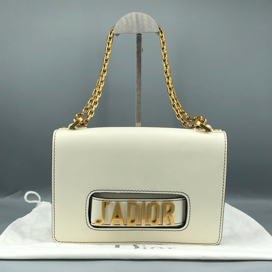 Christian Dior White Smooth Leather J'ADIOR Flap Chain Shoulder Bag