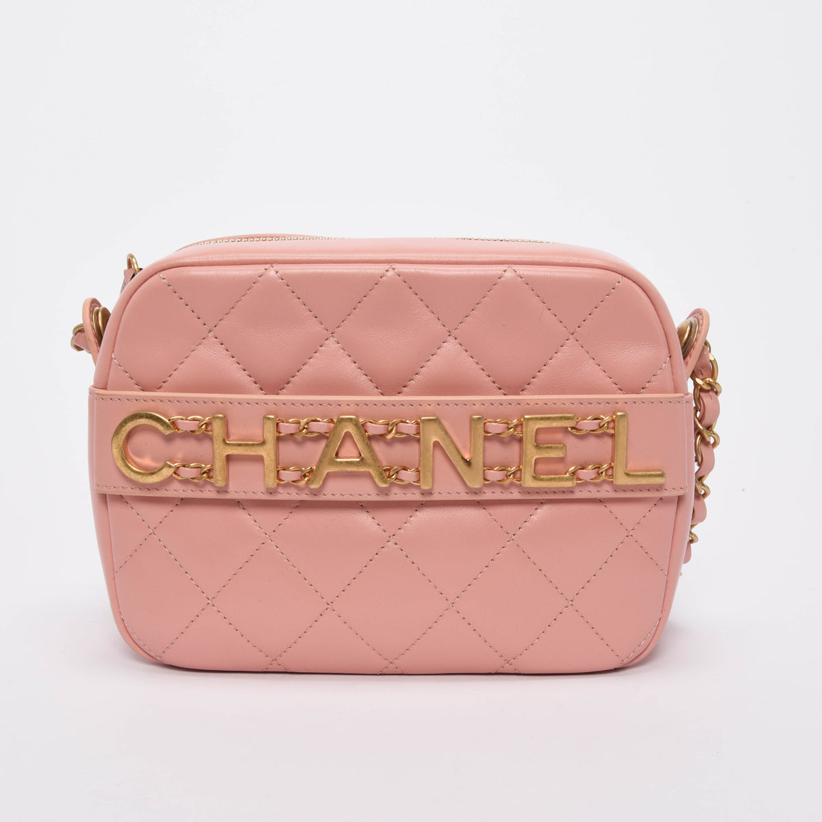 Chanel Pink Quilted Calfskin Enchained Camera Camera Bag - Rovelle Bags