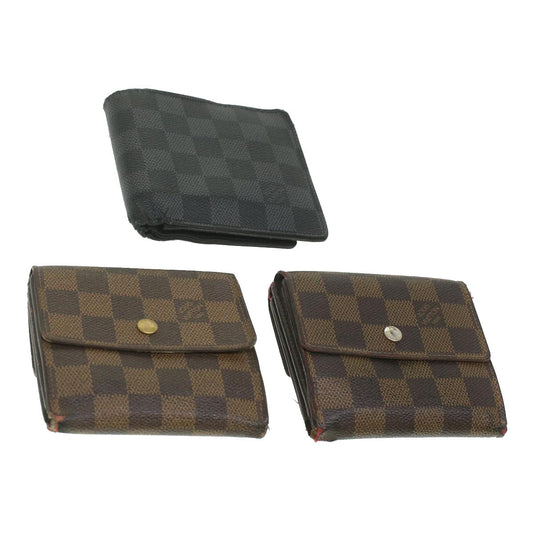 LOUIS VUITTON Damier Ebene Damier Graphite Wallet 3Set LV Auth 36165