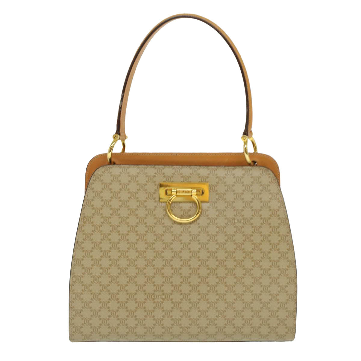 Luxury CELINE Macadam Canvas Hand Bag Beige 36663