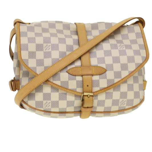 LOUIS VUITTON Damier Azur Saumur 30 Shoulder Bag N48202 LV Auth 37002
