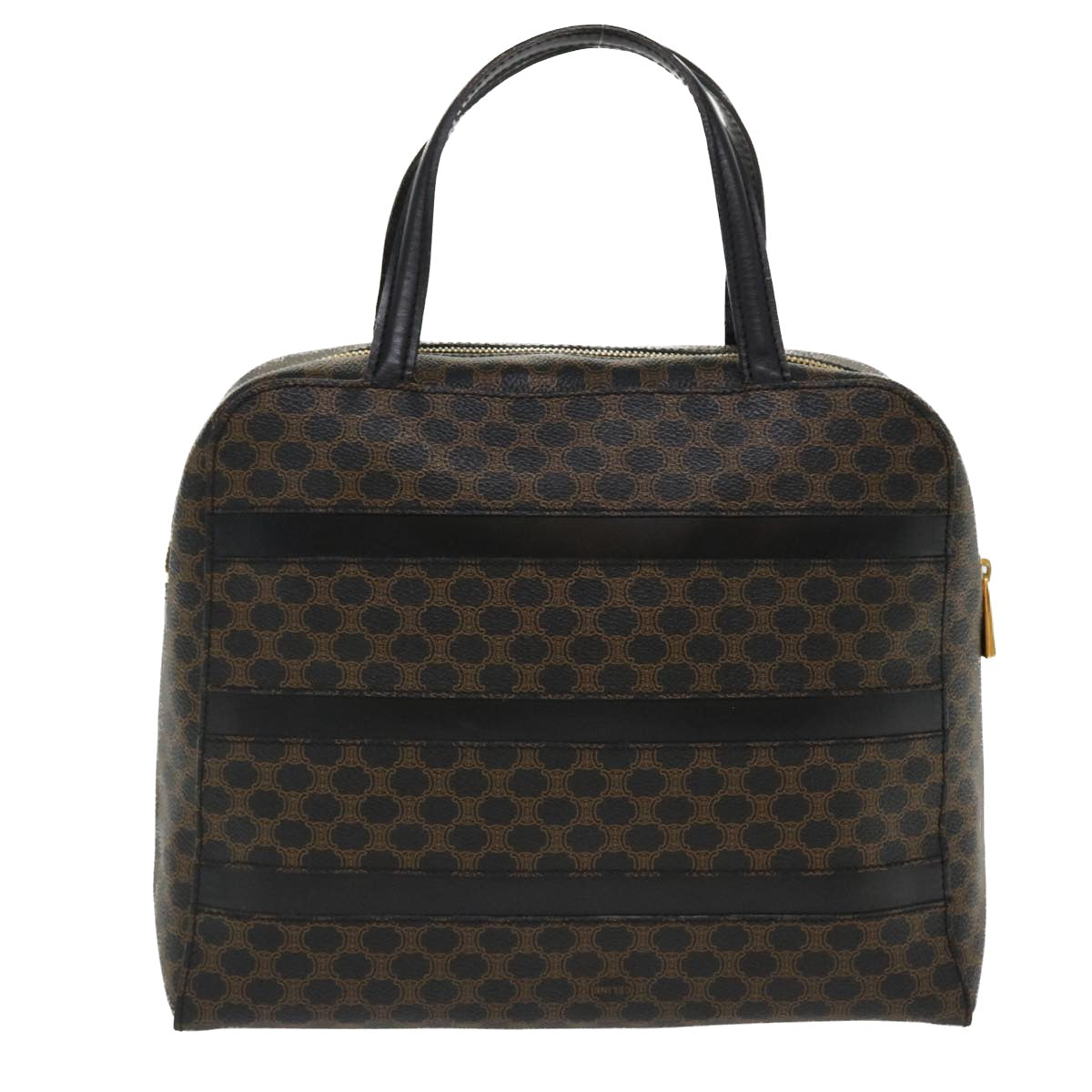 Luxury CELINE Macadam Canvas Hand Bag PVC Leather Black 37689