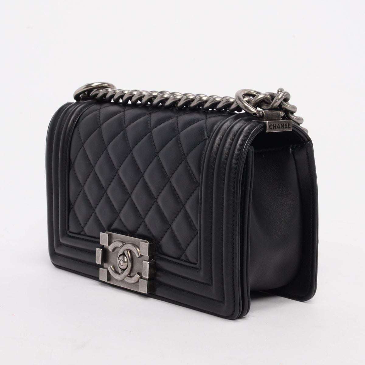 Chanel Black Quilted Lambskin Small Boy Handbag - Rovelle Bags