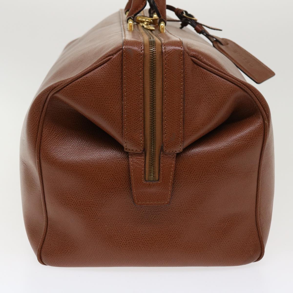 Luxury CELINE Boston Bag Leather 2way Brown 37996