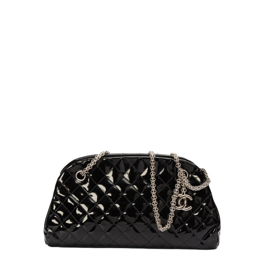 Chanel Black Quilted Patent Leather Small Handbag - Rovelle Bags