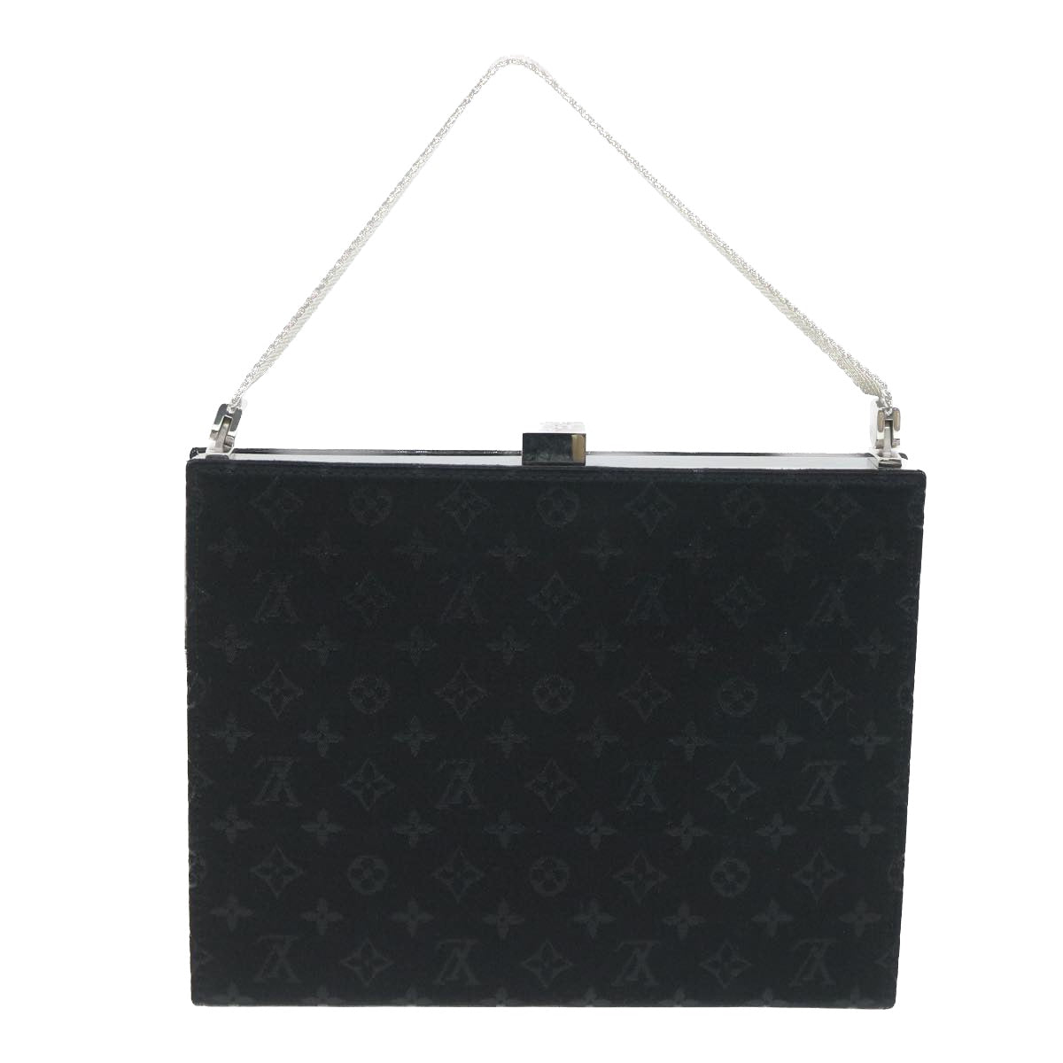 LOUIS VUITTON Monogram Satin Ange MM Hand Bag Black M92101 LV Auth 38183A