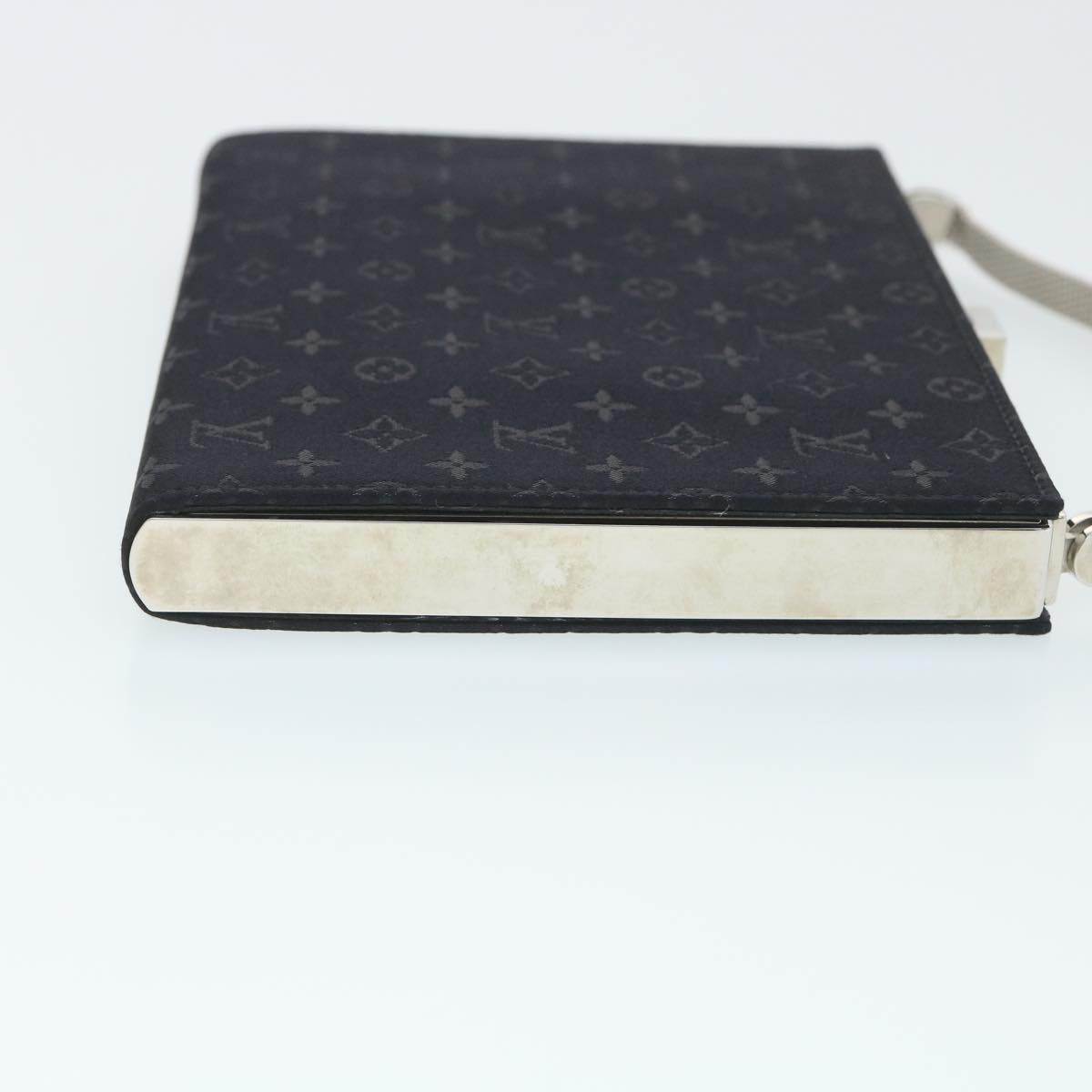 LOUIS VUITTON Monogram Satin Ange MM Hand Bag Black M92101 LV Auth 38183A