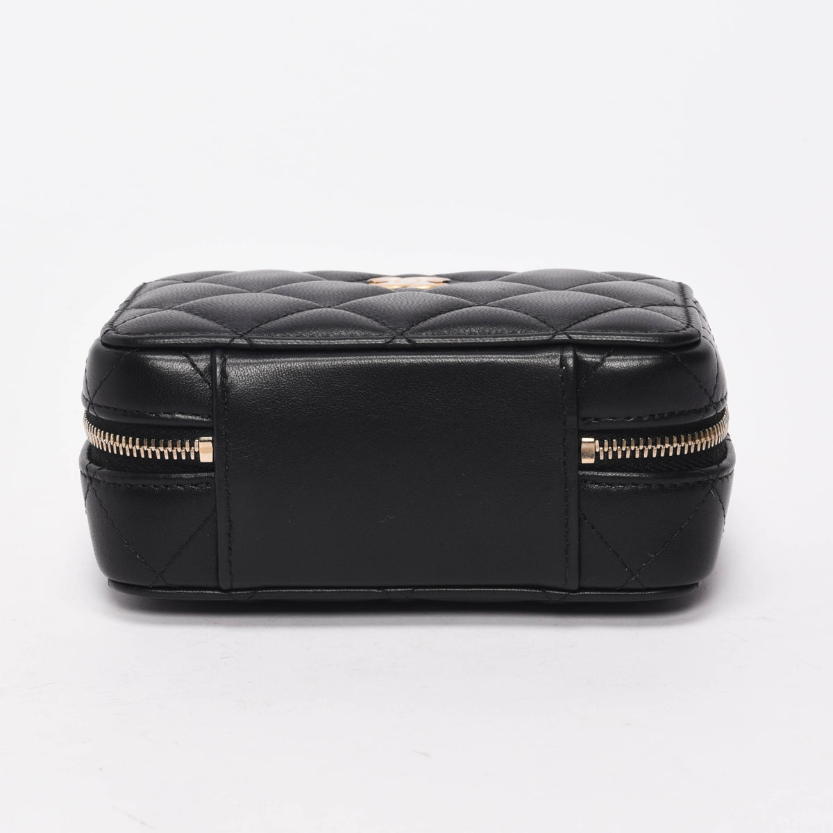 Chanel Black Quilted Lambskin Chain Handle Vanity Bag - Rovelle Bags
