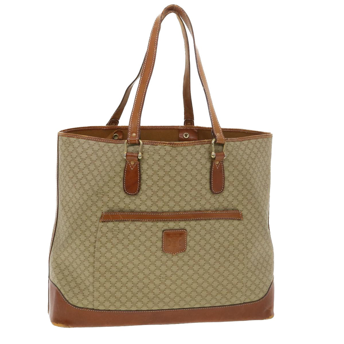Luxury CELINE Macadam Canvas Tote Bag Beige 39385