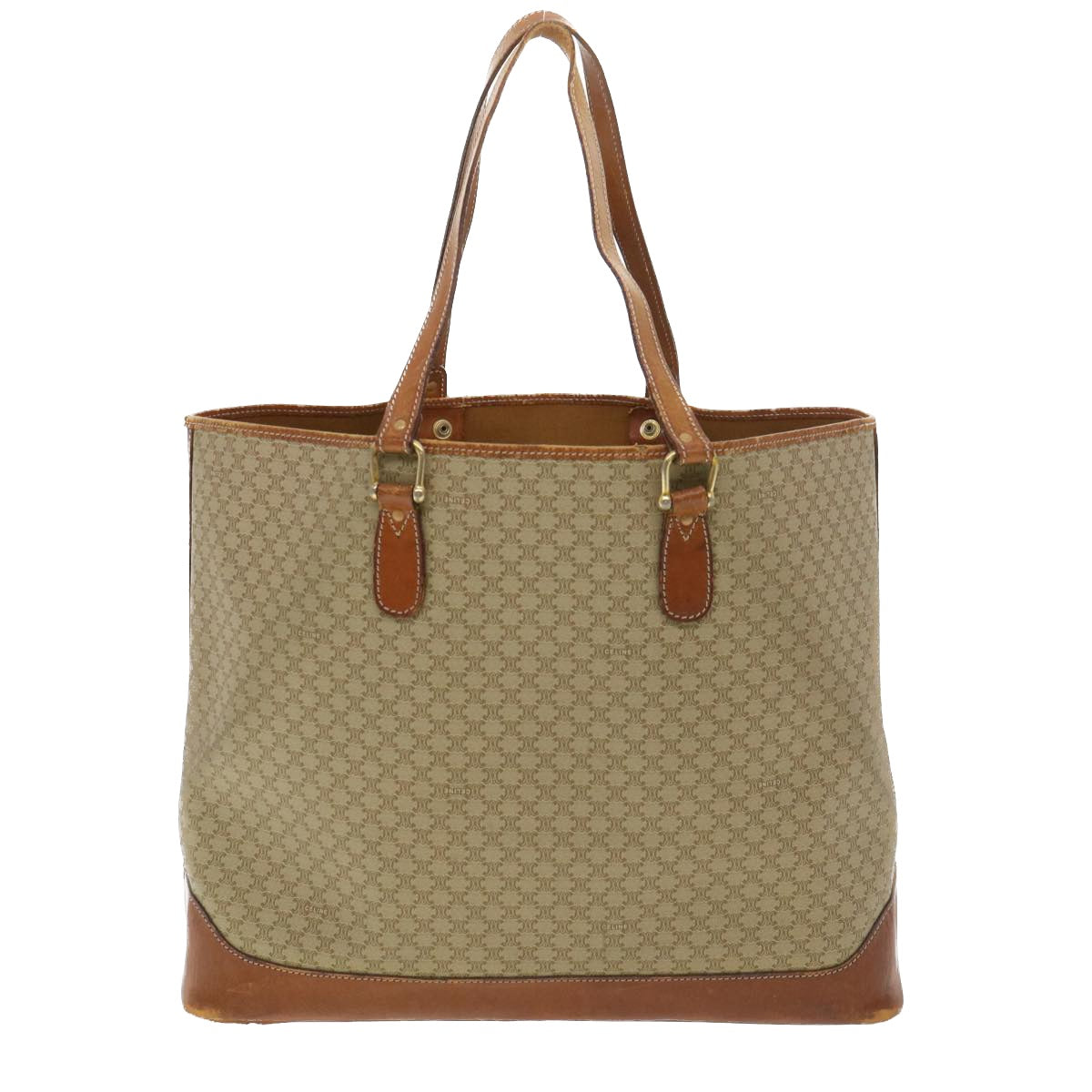 Luxury CELINE Macadam Canvas Tote Bag Beige 39385