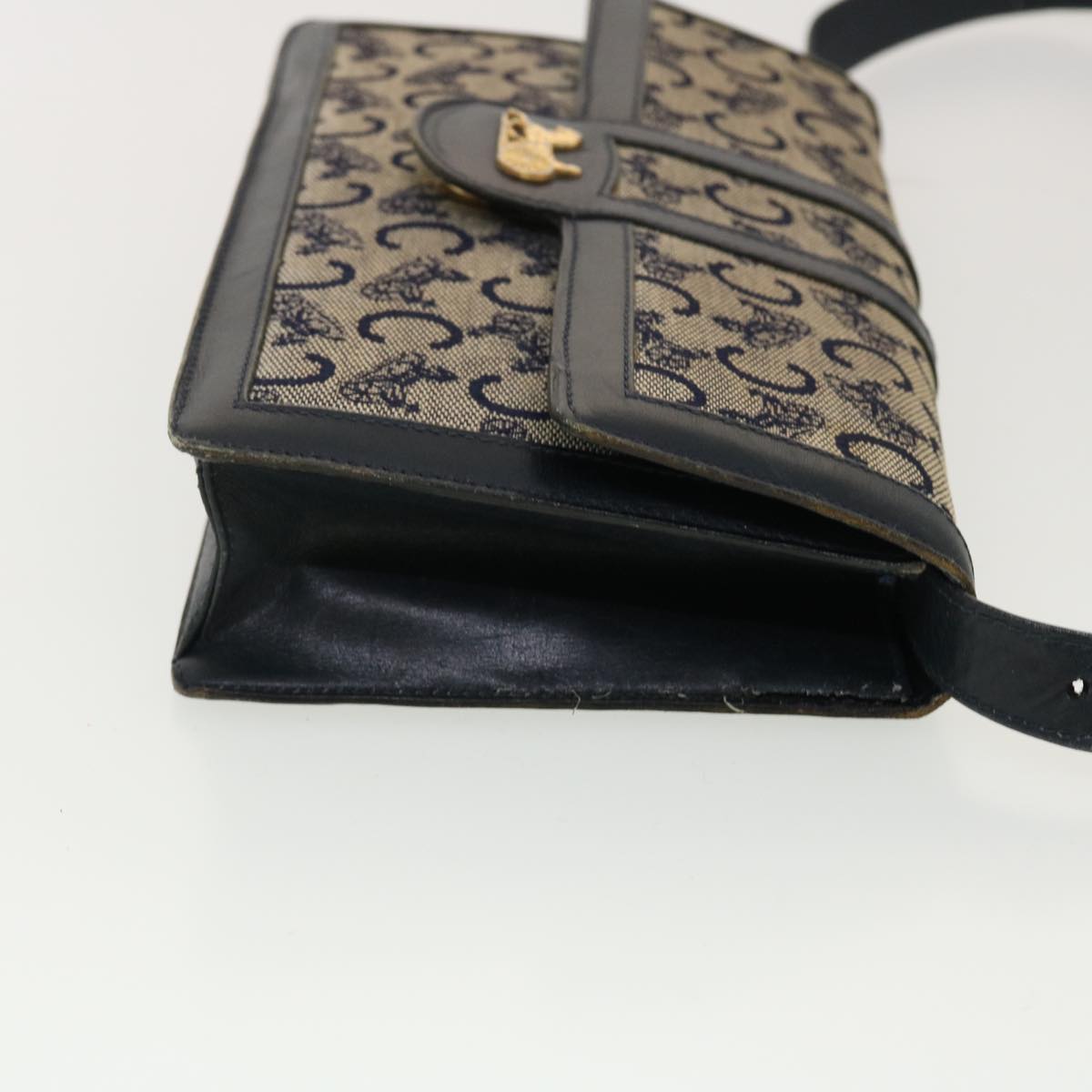 Luxury CELINE C Macadam Canvas Shoulder Bag Navy 39617
