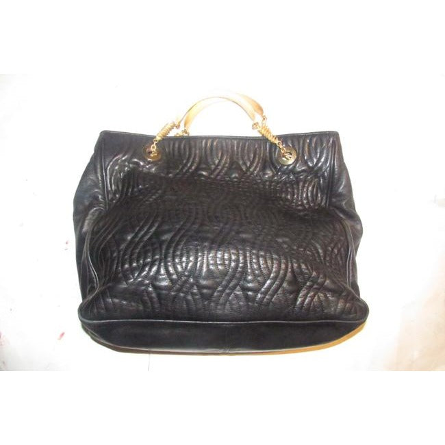 Fendi Pasta Tote Style Purses Supple Black Quilted Leather With Curvy Pasta Or Like Design An