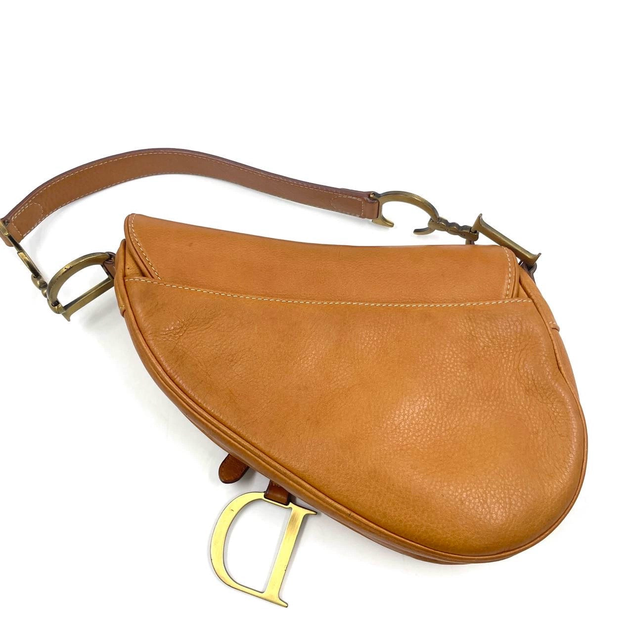 Dior Saddle Tan Brown Calfskin Leather Gold Hardware Shoulder Bag