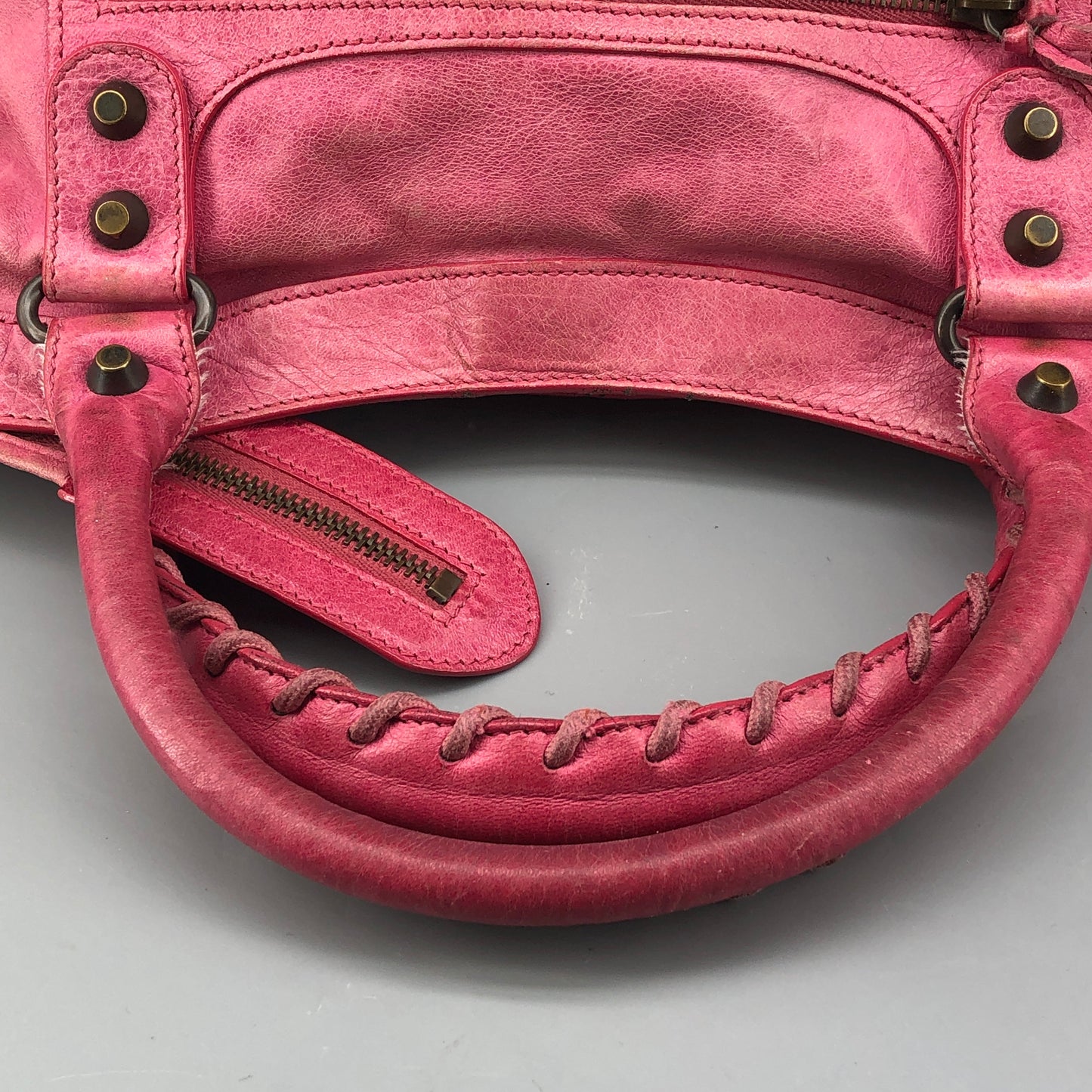 Balenciaga Pink Distressed Leather City Handbag Shoulder Bag