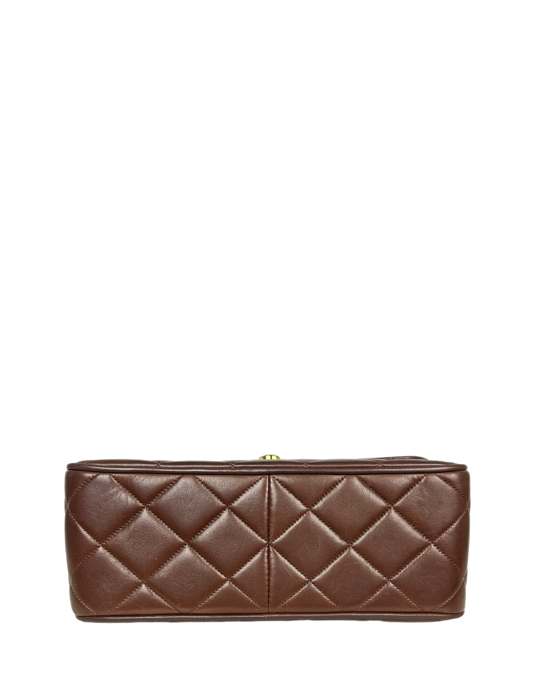 Chanel 1990s Brown Lambskin Leather CC Flap Bag - Rovelle Bags