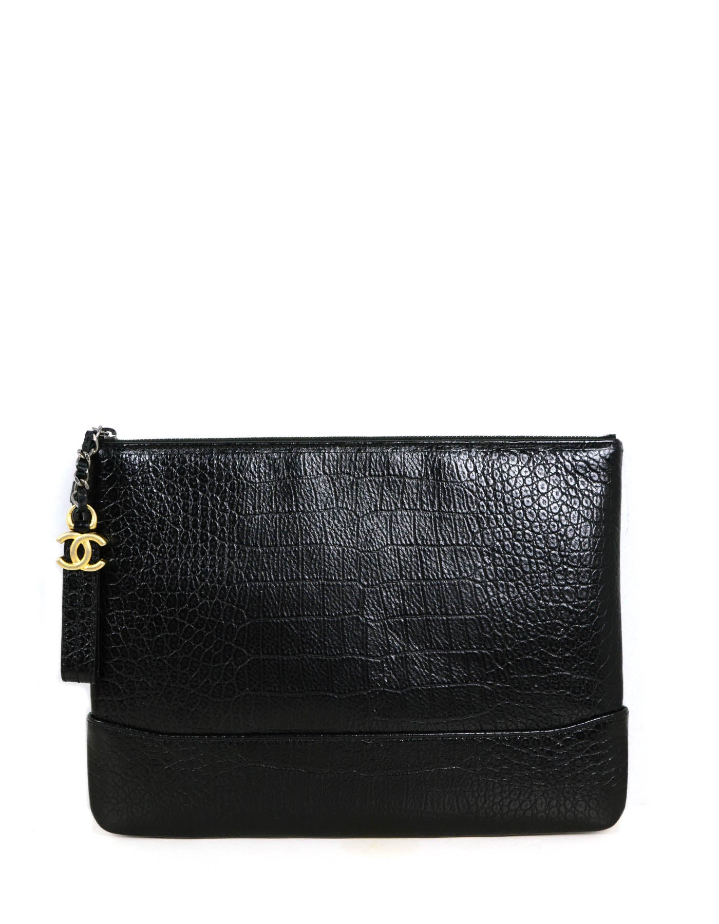 Chanel NEW Black Crocodile Embossed Gabrielle Handbag - Rovelle Bags