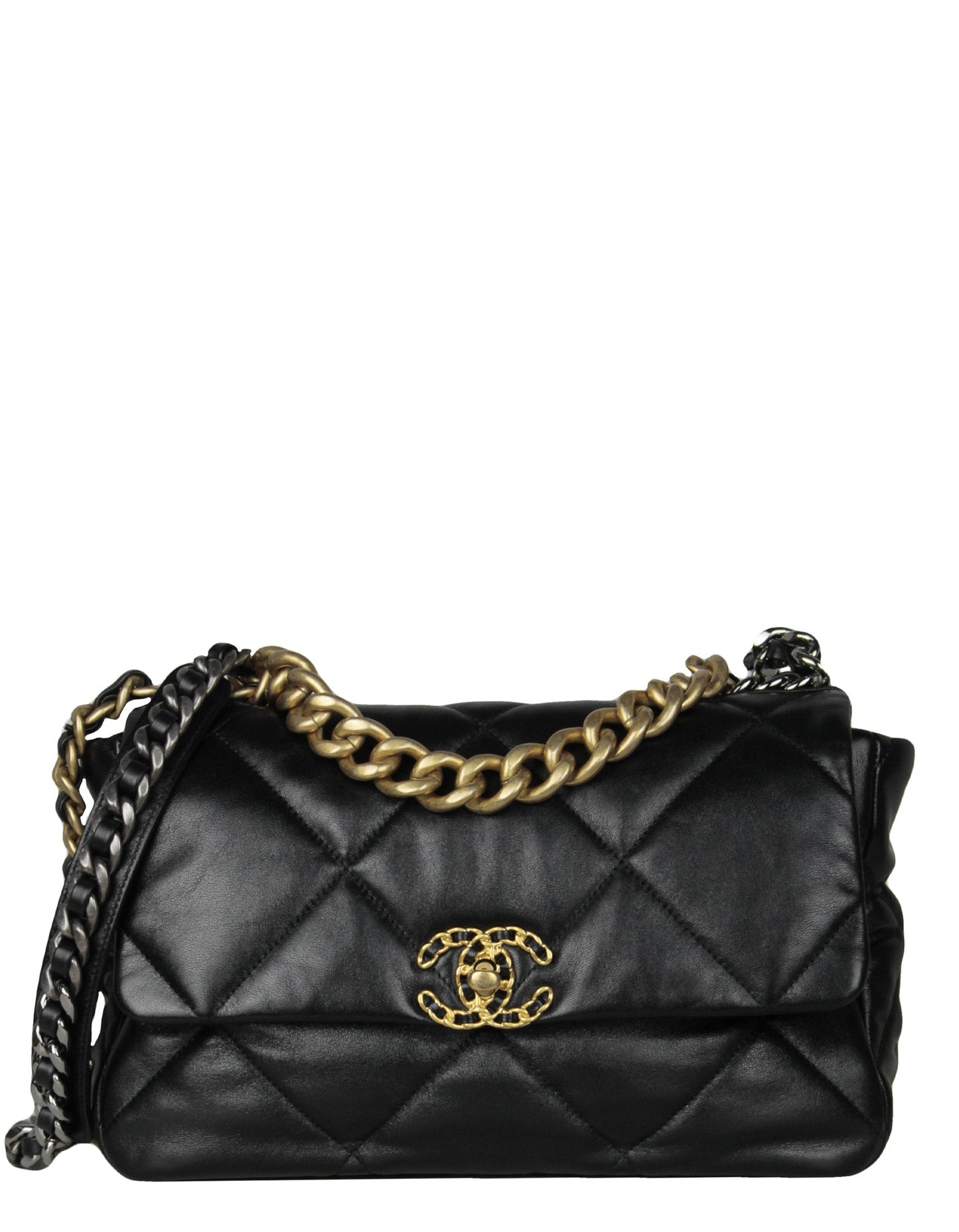 Chanel Black Lambskin Leather Quilted Large Handbag - Rovelle Bags