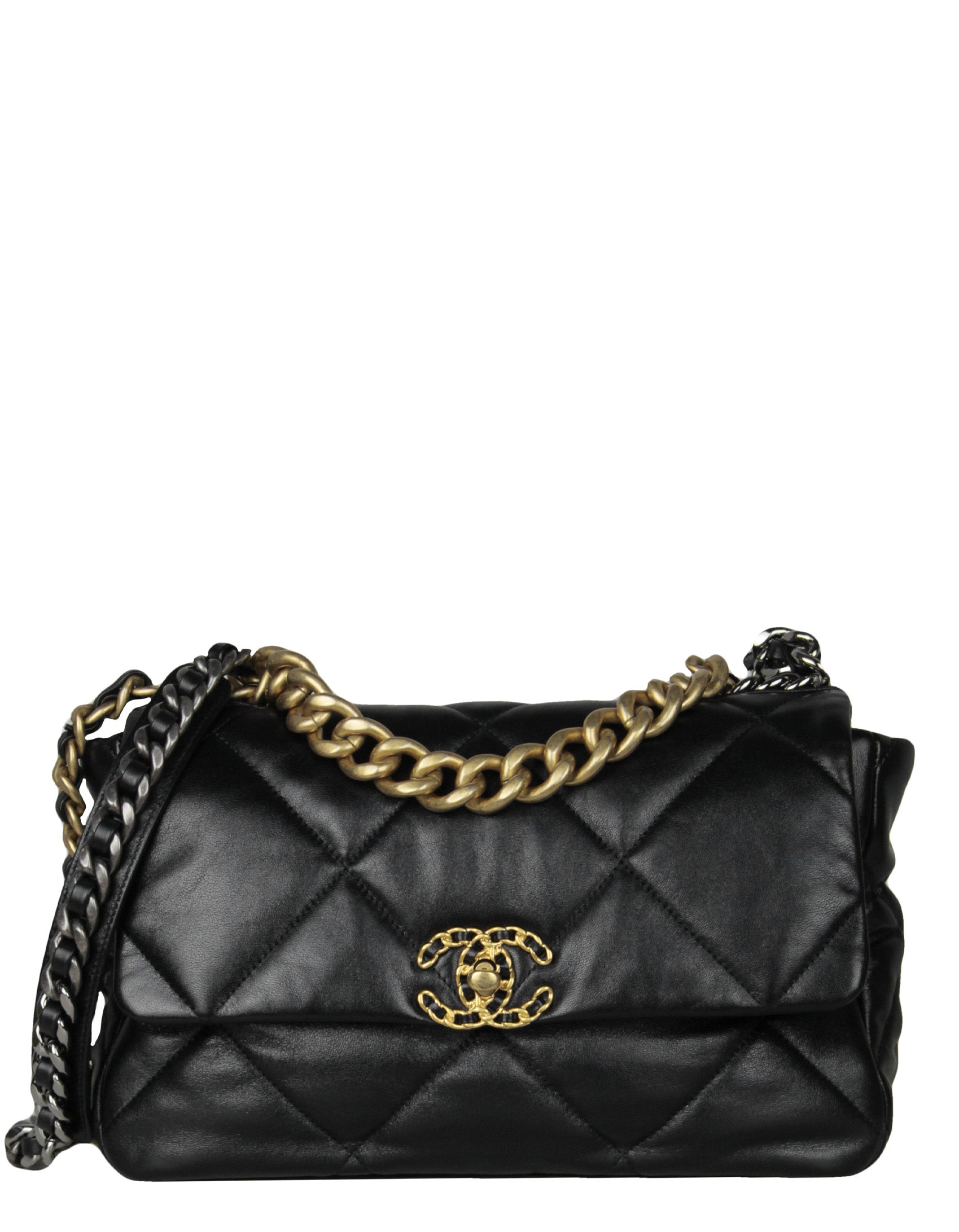 Chanel Black Lambskin Leather Quilted Large Handbag - Rovelle Bags