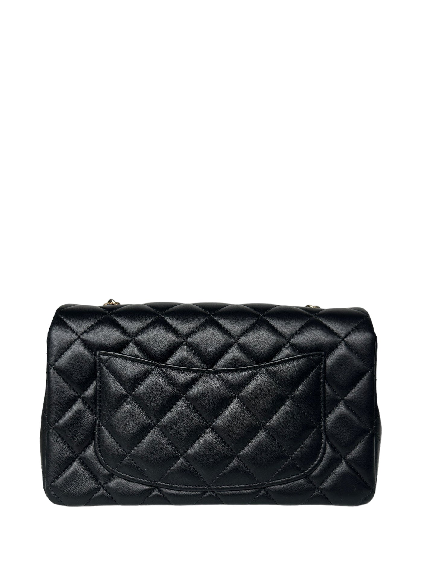 Chanel Black Lambskin Leather Quilted Rectangular Flap Bag - Rovelle Bags