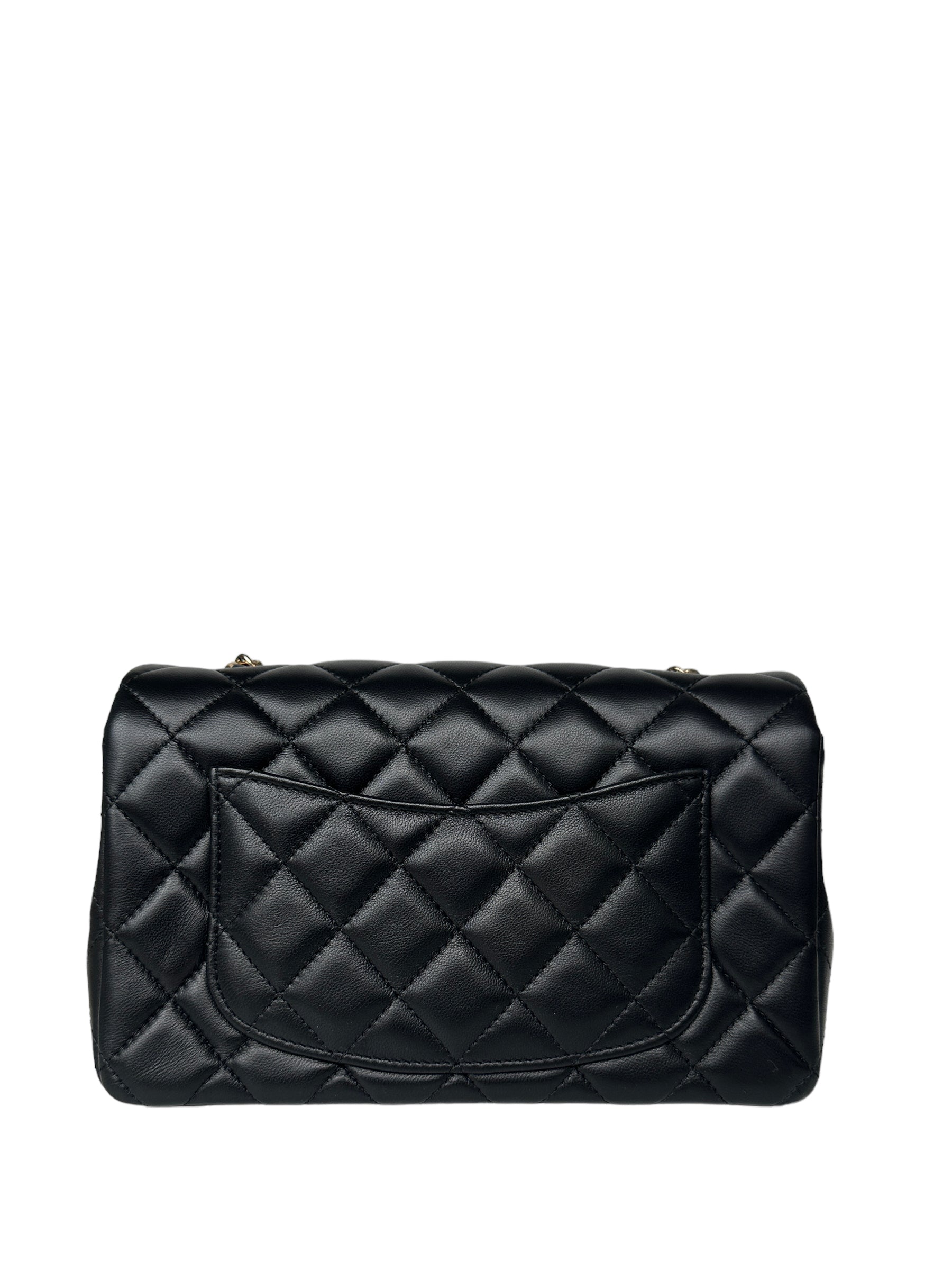Chanel Black Lambskin Leather Quilted Rectangular Flap Bag - Rovelle Bags