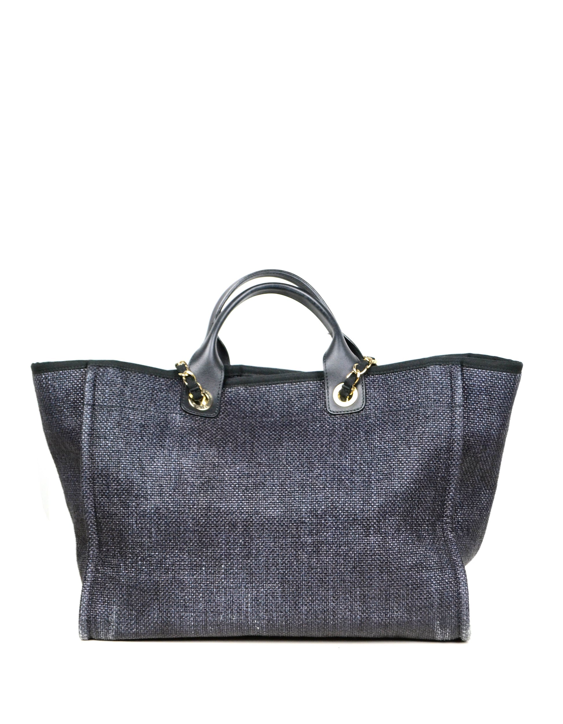 Chanel Black Woven Straw Raffia Medium Tote Bag - Rovelle Bags