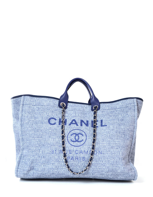 Chanel Blue & Glitter Canvas XL Tote Bag - Rovelle Bags