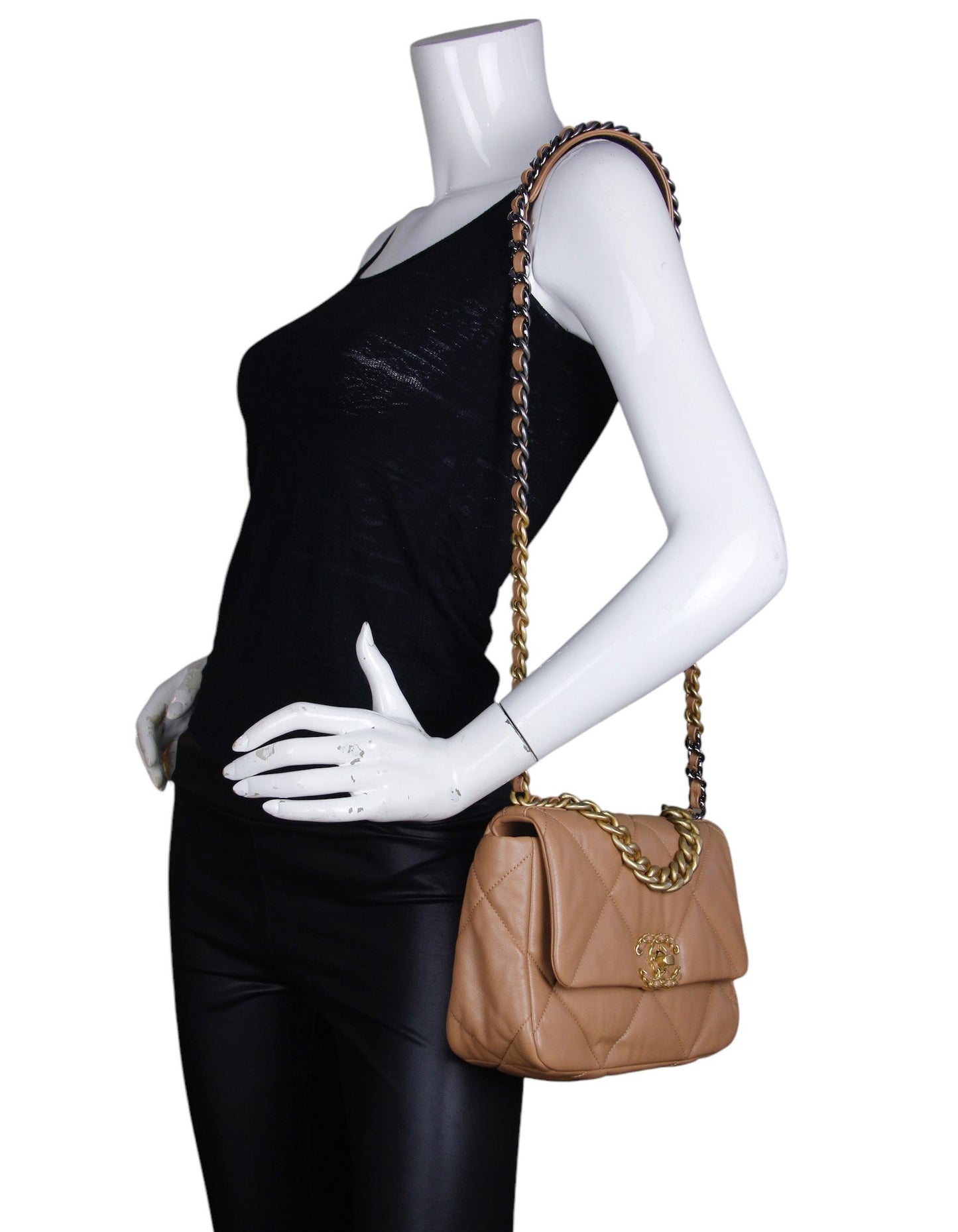 Chanel 2024 Dark Beige Lambskin Quilted Handbag - Rovelle Bags